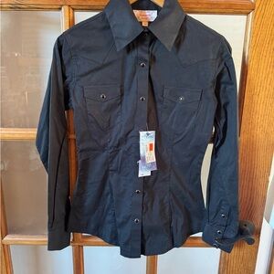 Women's XS Black Snap Button Down Shirt Ranch Day Shirt